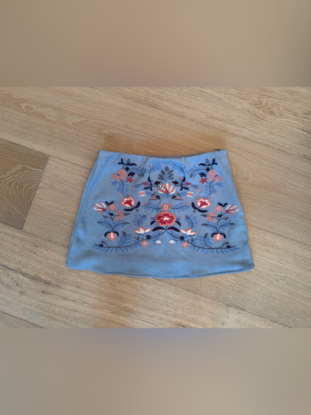 Altar’d state Light Blue Floral Embroidered Mini Skirt - Picture 2 of 7